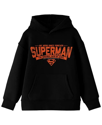 Superman Boys My Hero Since Forever Long Sleeve Youth Black Hooded Sweatshirt-xl