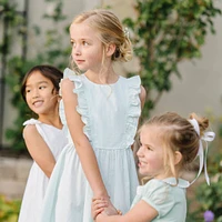 Hope & Henry Girls' Organic Seersucker Flutter Sleeve Open Back Dress