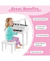 Gymax 30-Key Classic Baby Grand Piano Toddler Toy Wood w/ Bench & Music Rack