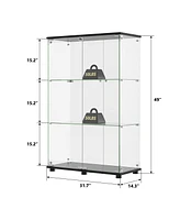 Black 31.7 in. W Display Cabinet with 2 Doors for Living Room Bedroom Office