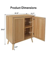 gaomon Rattan Decorated Doors Entryway Cabinet with Storage