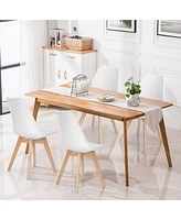 Gymax Set of 4 Mid Century Dining Chairs Modern Dsw Armless Side Chair Wood Legs White