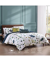 Bebejan Abstract Vines Bedding 200 Thread Count 100% Cotton Sateen 5 Piece King Size Reversible Comforter Set