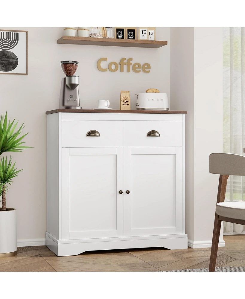 gaomon Kitchen Coffee Bar Cabinet with 2 Drawers, Sideboard Buffet Cabinet with Storage