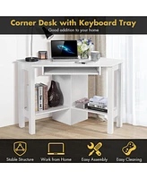 Gouun Wooden Study Computer Corner Desk with Drawer