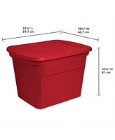 Sterilite 18 Gallon Plastic Stackable Storage Tote Container Bin, Red (16 Pack)