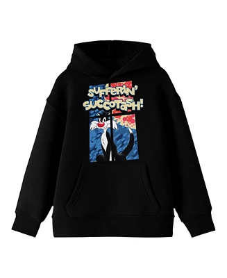 Looney Tunes Boys Sylvester Sufferin' Succotash! Youth Black Graphic Hoodie-xl