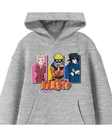 Naruto Boys Classic Team Seven Long Sleeve Athletic Gray Youth Hooded Sweatshirt-xl