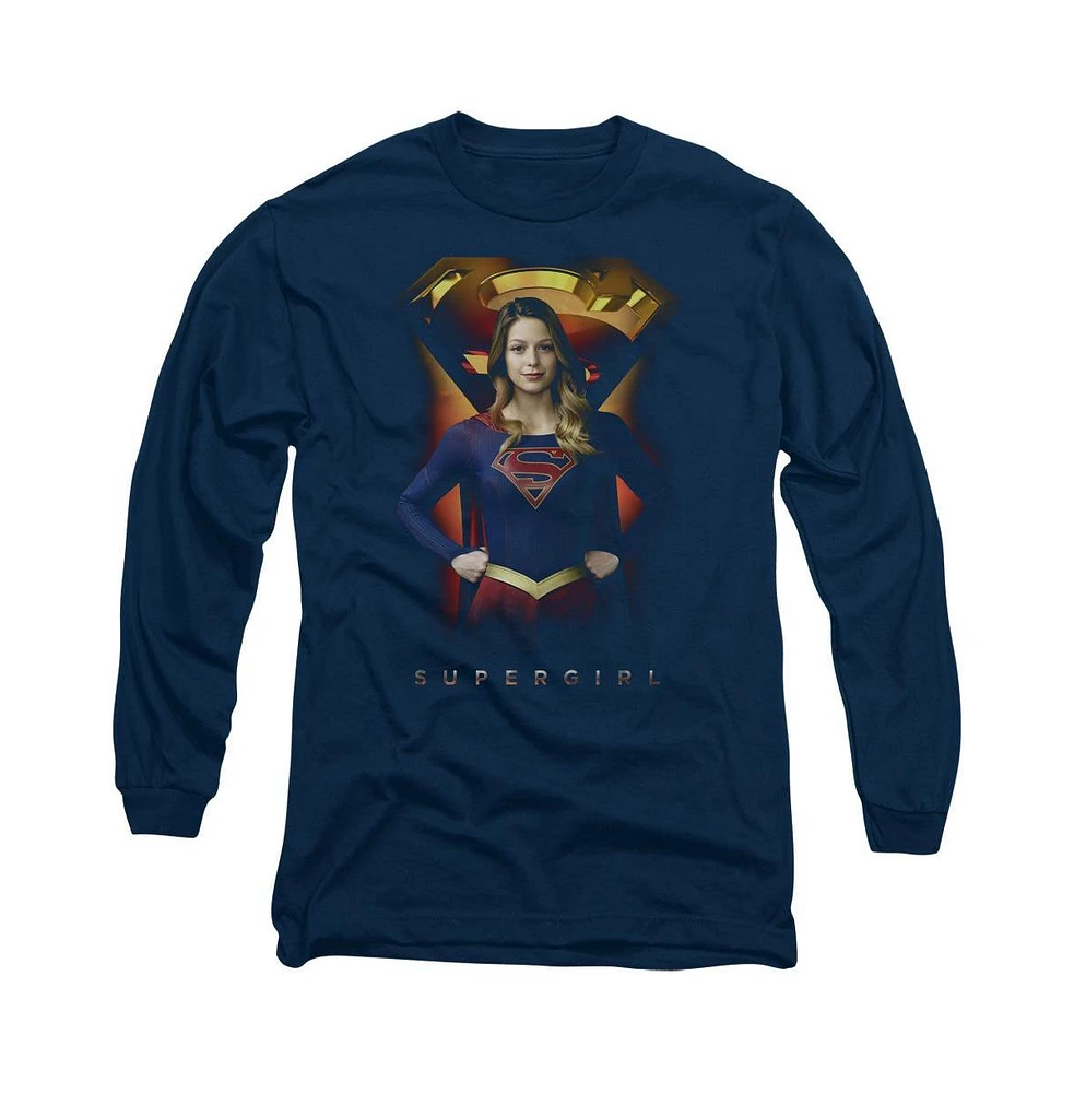 Supergirl Men's Standing Symbol Long Sleeve Adult Tee / T-Shirt