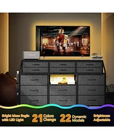 gaomon 55”W Dresser with Led Lights & Power Outlets