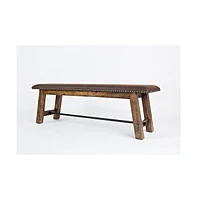 Jofran Cannon Valley Distressed Industrial 56" Distressed Wood Bench