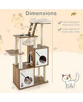 Gymax 57'' Cat Tree Tower Multi-Level Activity Center w/ Scratching Posts Perch Ladder