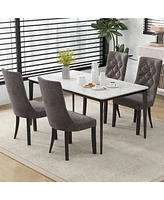 Gymax Tufted Dining Chairs Set of 4 w/ High Backrest Rubber Wood Legs Padded Seat