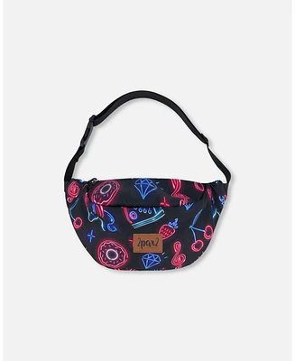 Deux par Deux Girl Printed Fanny Pack Black And Blue And Pink Items - Toddler|Child