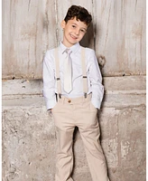 Deux par Boy Neck Tie Light Taupe Striped - Toddler|Child