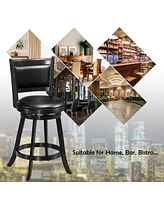 Gymax 2PCS 24'' Swivel Counter Stool Dining Chair Upholstered Seat Black
