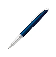 A. T. Cross A.t. Cross Atx Translucent Blue Lacquer with Polished Chrome Appointments Selectip Rollerball Pen