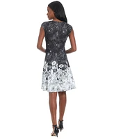 London Times Petite Floral-Print Fit & Flare Dress