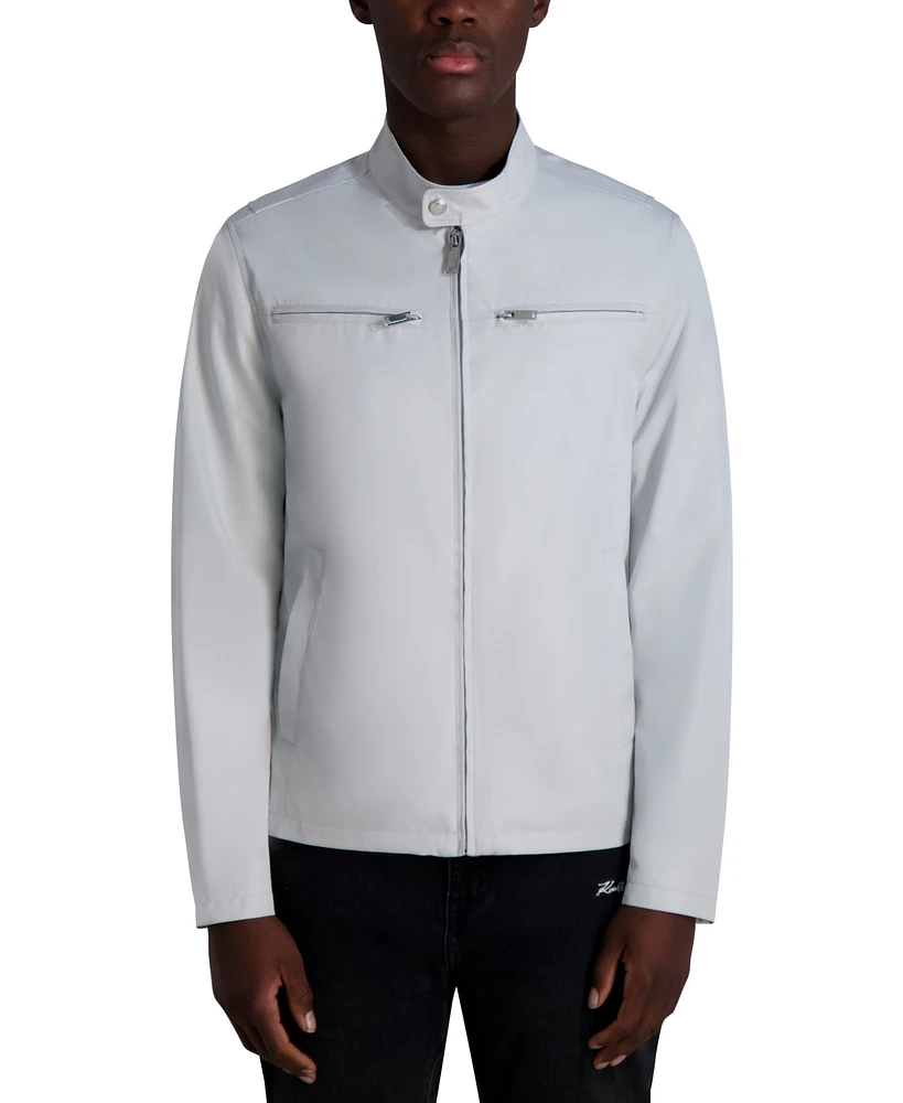 Karl Lagerfeld Paris Men's Lightweight Band-Collar Jacket