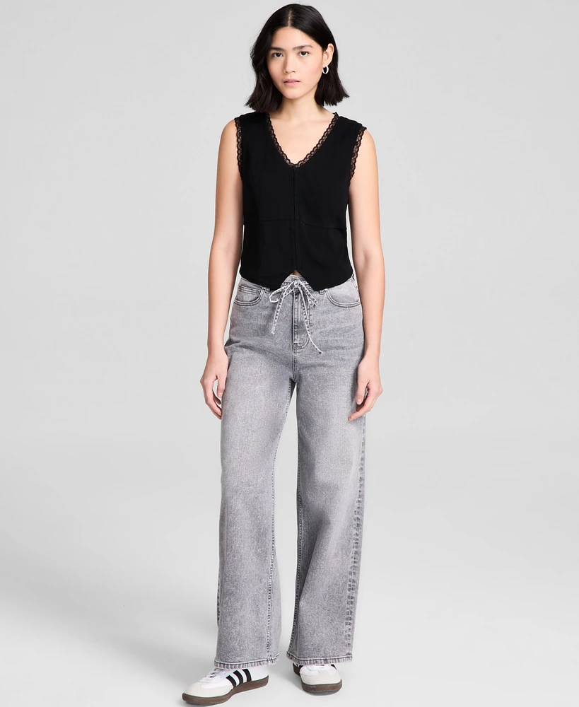 And Now This Women's Tie-Front Wide-Leg Jeans, Exclusively at Macy's