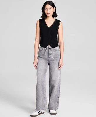 And Now This Women's Tie-Front Wide-Leg Jeans, Exclusively at Macy's
