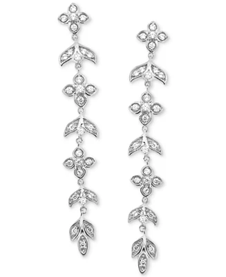 Diamond Vine Inspired Linear Drop Earrings (1/3 ct. t.w.) in Sterling Silver