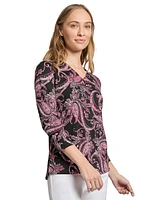 Jones New York Women's Paisley-Print Keyhole Top