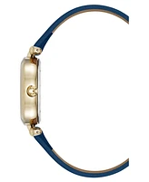 Anne Klein Women's Quartz Blue Leather and Gold-Tone Metal Alloy Watch, 26mm