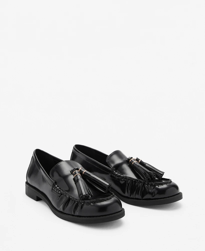 Mango Women's Leather Tassel Loafers