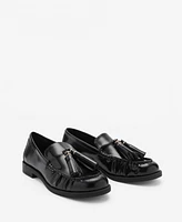 Mango Women's Leather Tassel Loafers