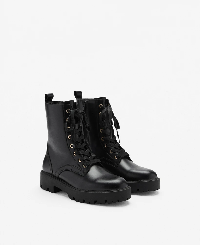 Mango Women's Lace-Up Leather Boots