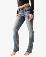 True Religion Women's Billie Super T Straight Flap Jeans