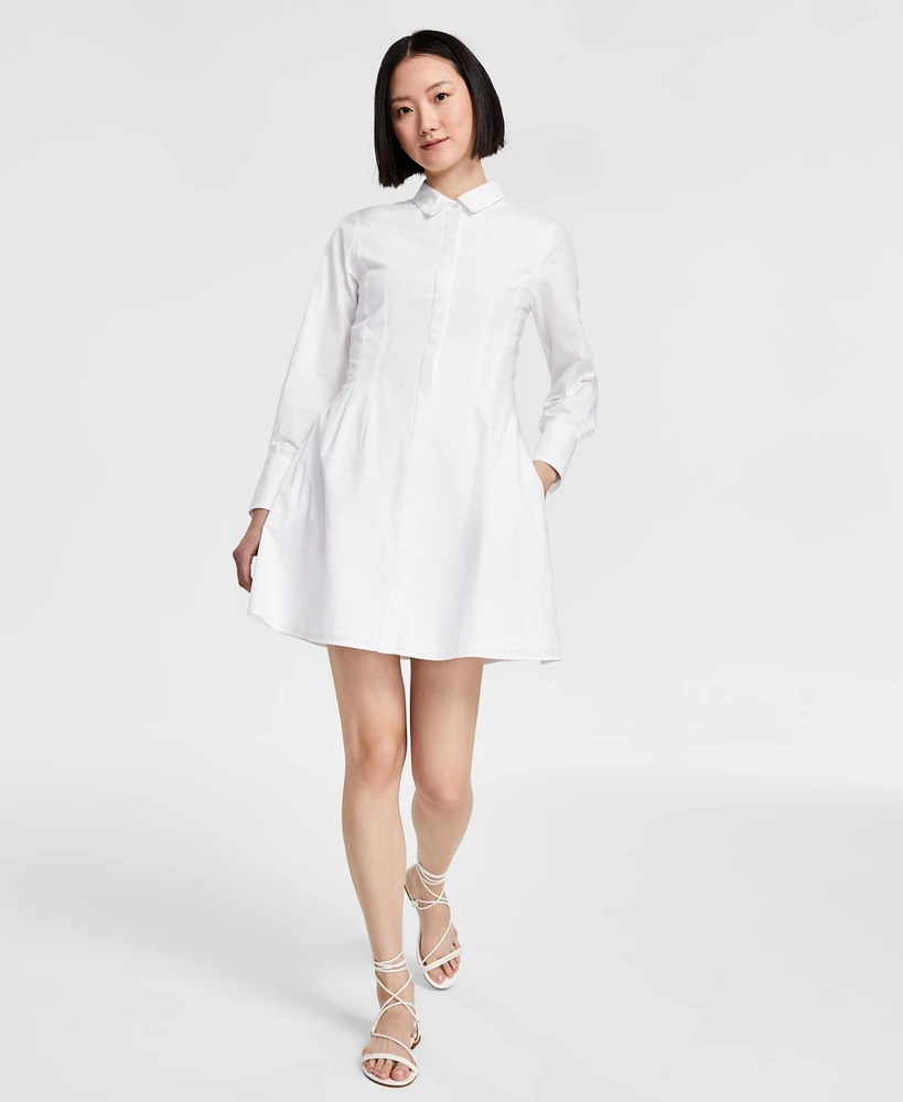 Msk Women's Cotton Darted Fit & Flare Shirtdress