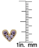 Amethyst Bead Frame Heart Stud Earrings (5/8 ct. t.w.) in 14k Gold-Plated Sterling Silver