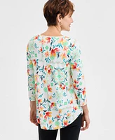 Jm Collection Women's Printed 3/4-Sleeve Top, Exclusively at Macy's