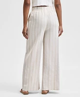 And Now This Petite Striped Pull-On Wide-Leg Cotton Pants, Exclusively at Macy's