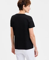 Jm Collection Women's Embellished Cotton Polished T-Shirt, Exclusively at Macys