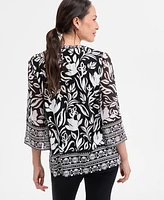 Jm Collection Women's Embellished Split-Neck Tunic, Exclusively at Macy's