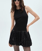 Mango Women's Sequin Balloon Skirt Dress