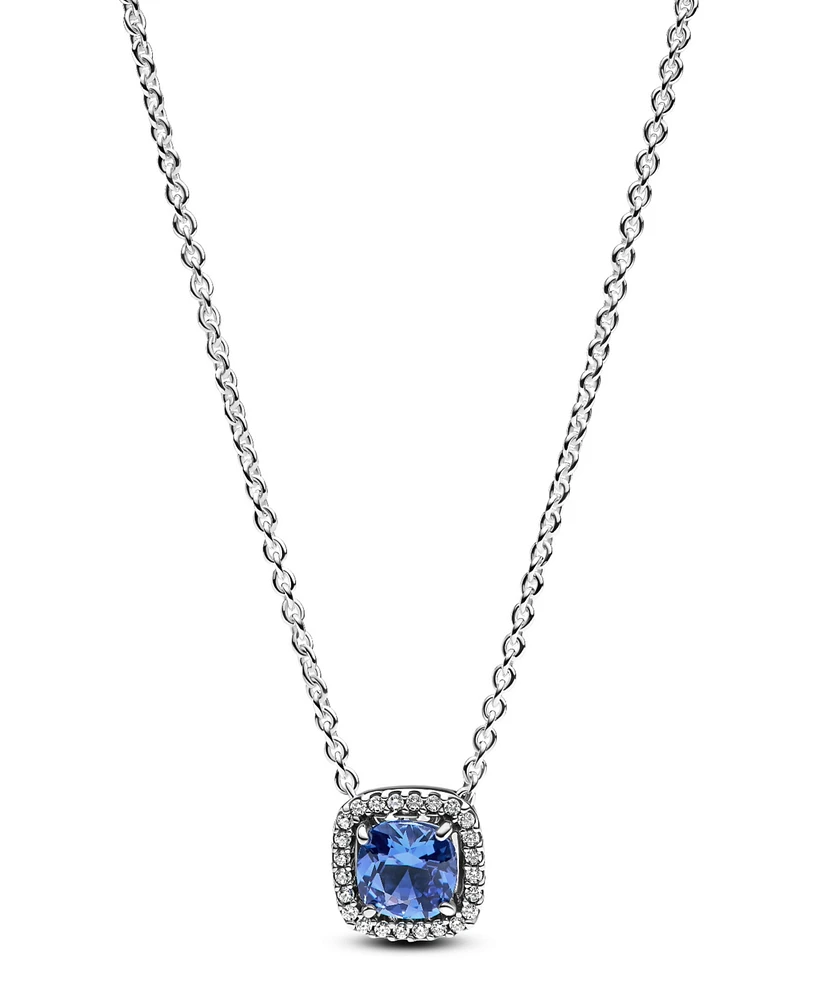 Pandora Sparkling Square Blue Halo Pendant Necklace