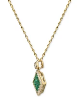 Macy's Princess Cut Emerald (1/2 ct. t.w.) & Diamond (1/8 Pendant Necklace 14k White Gold or Yellow Gold, 16" + 2" extender