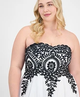 Say Yes Trendy Plus Strapless Embellished Gown, Created for Macy's