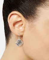 Marcasite & Crystal Flower Filigree Drop Earrings in Sterling Silver