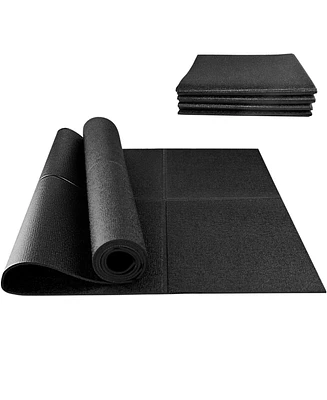 Redliro Foldable Rubber Treadmill Mat, Non-Slip Walking Pad Mats, High Resilience Floor Protector for Home Fitness, Bike Gym Mat