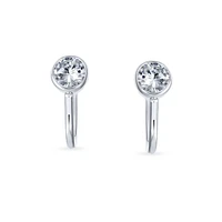 Bling Jewelry Minimalist Geometric Clip-On Earrings with Cz Solitaire Sterling Silver 5MM