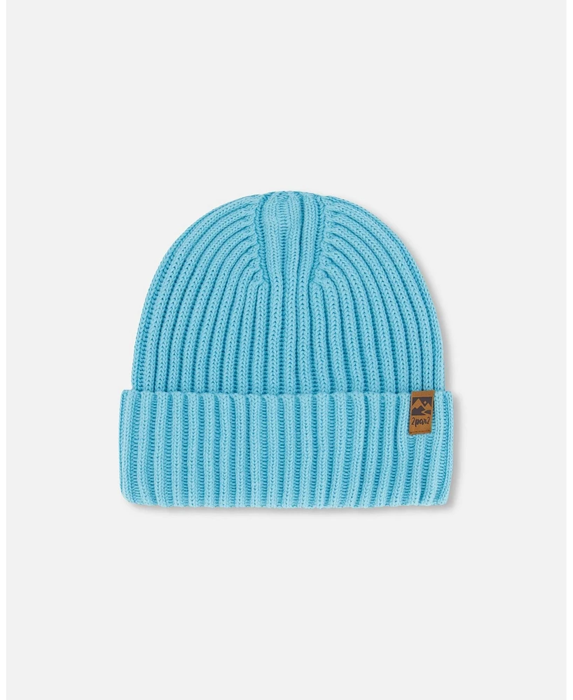 Deux par Girl Cuffed Knit Hat Light Blue - Toddler|Child