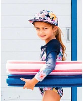 Deux par Girl Printed Cap Navy And Yellow Pink Flowers - Toddler|Child