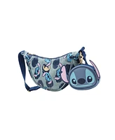 Disney Stitch Character Head All-Over Print 28 Cm Sling Crossbody Bag With Detachable Coin Pouch