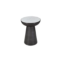 Jofran Circularity Modern Luxury Marble and Iron 15" Round Pedestal Chairside End Table