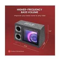 Pyle Subwoofer Box System, 8'' Vented Enclosure, 400W Max, Led Lights
